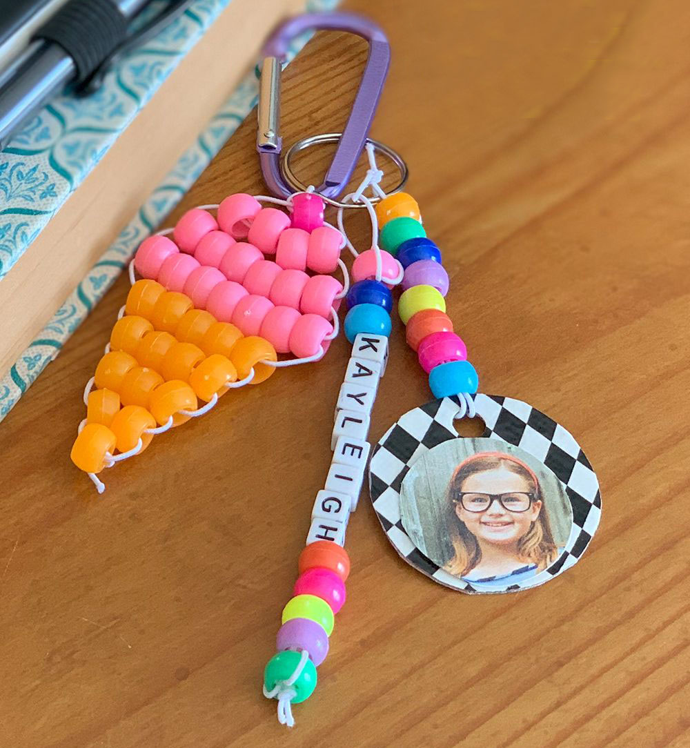 charms made with colorful beads