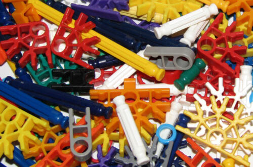 plastic gears and rods building toys