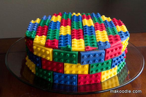birthday cake made with Legos