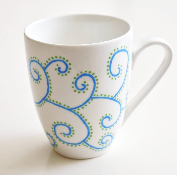 mug with doodle design