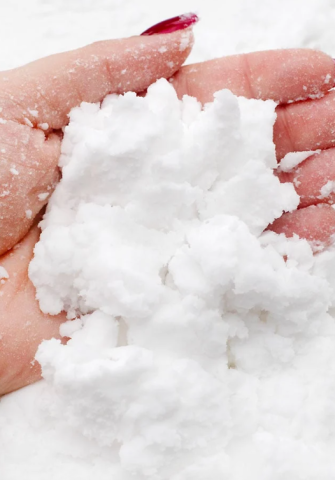 hand holding fake snow