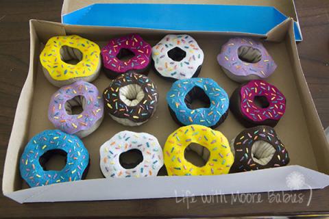 diy donuts made from felt and a rolled up sock