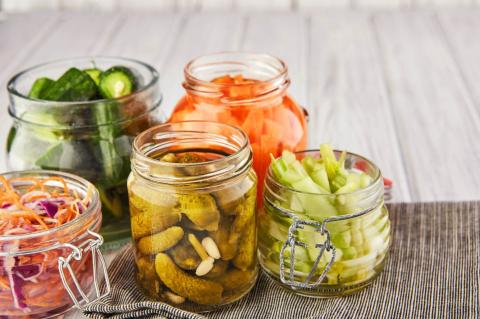 jars of pickled vegetables