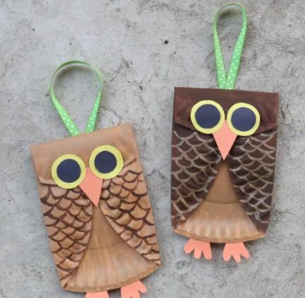 owls made from paper plates