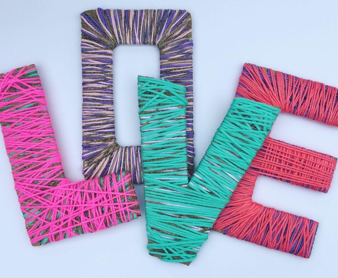 Yarn Wrapped Cardboard Letters