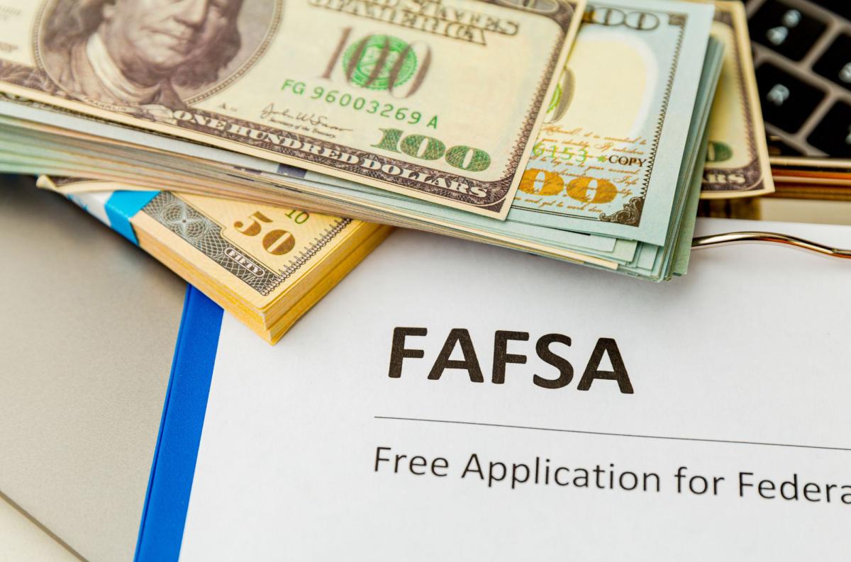 FAFSA form with money