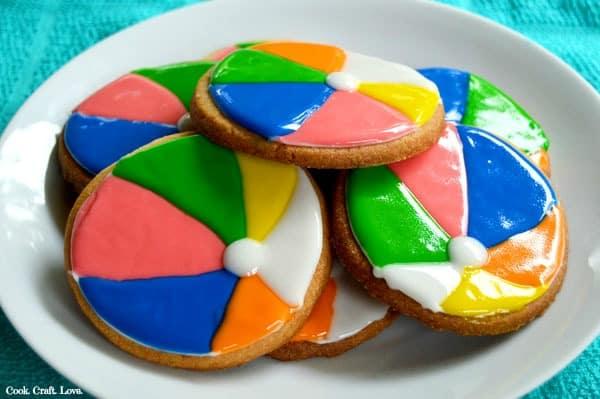 sugar cookies with beach ball design