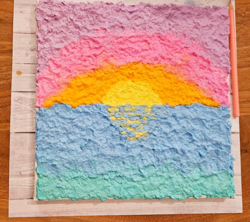 recycled paper art-picture of a sunset
